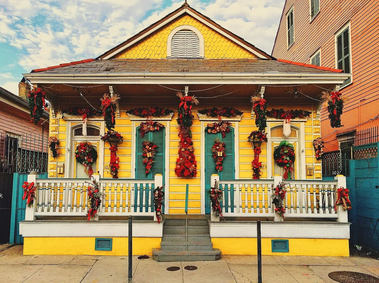 Colorful Creole cottages in New Orleans Faubourg Marigny